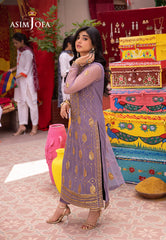 Asim Jofa Festive Luxe Pret Ajemb-02 Embroidered Net Stitched 3 Pcs