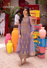 Asim Jofa Festive Luxe Pret Ajemb-02 Embroidered Net Stitched 3 Pcs