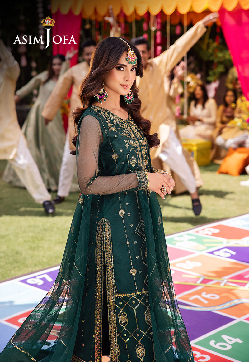 Jag Mag By Asim Jofa Ajmjb-23 Emb Net Stitched 3 Pcs