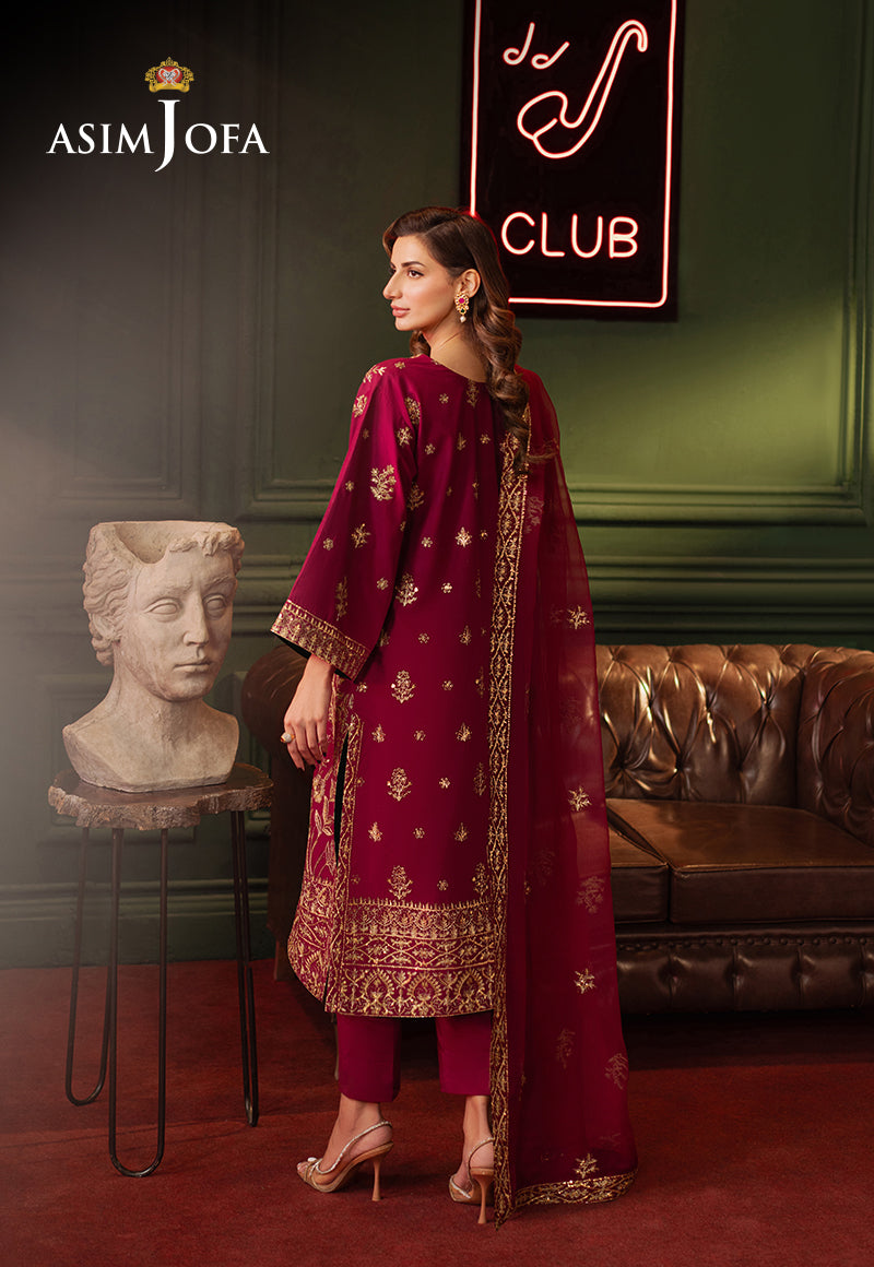 Asim Jofa Premium Festive Ajpfb-13 Emb Lawn Silk Stitched 3 Pcs