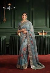 Asim Jofa Premium Festive Ajpfb-27 Printed Emb Saree Stitched 2 Pcs