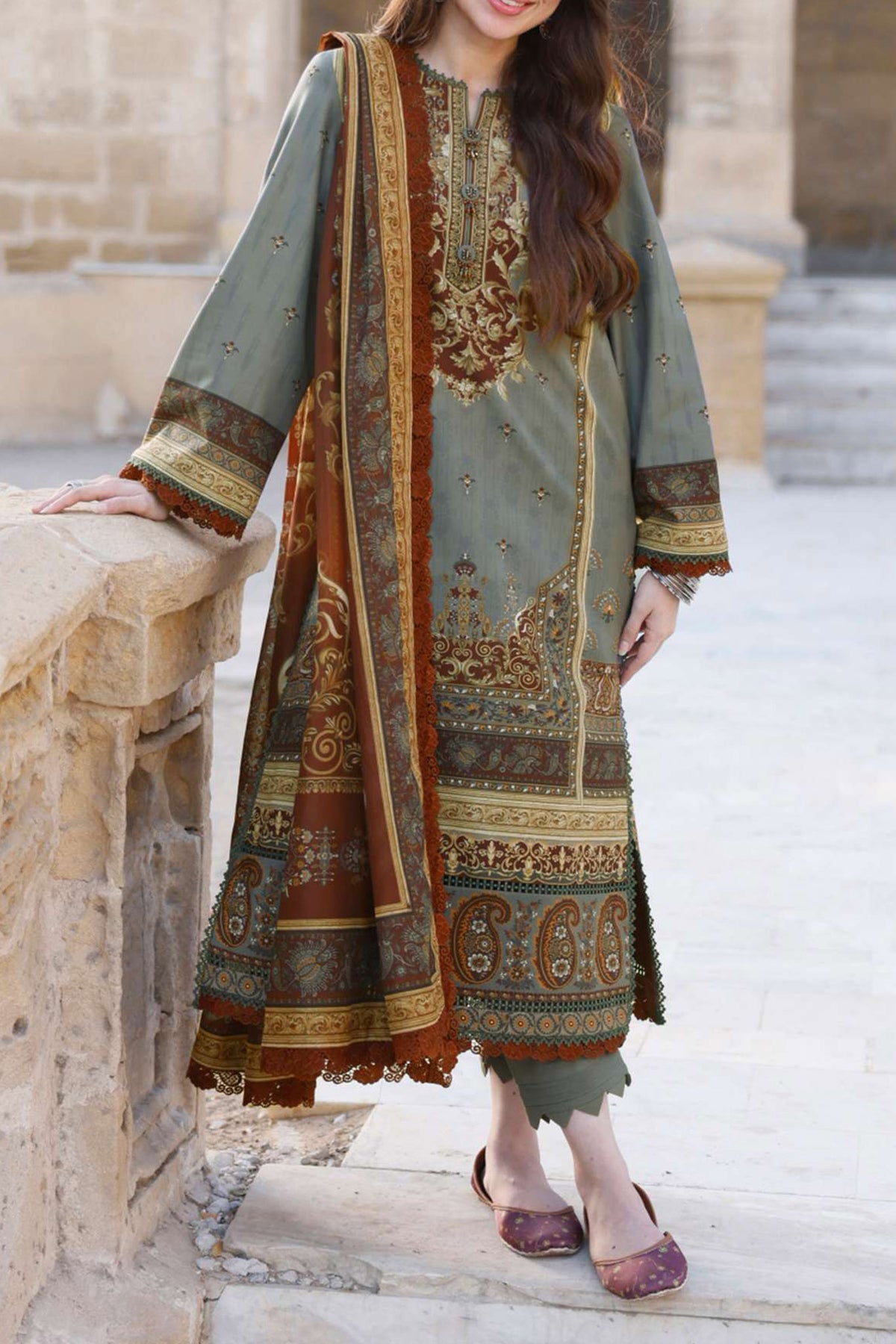 Arabic Lawn By Asim Jofa Unstitched 3 Piece Digital Blended Lawn Collection'2024-AJPL-10