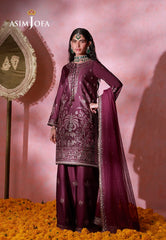 Asim Jofa Unstitched 3 Piece Festive Formals Suit-AJULFI-03 Embroidered Charmeuse Silk Unstitched 3 Pcs