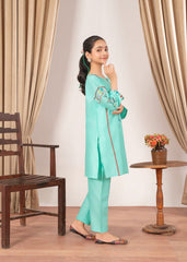Abeera Stitched 2 Piece Emb Cotton Kids Collection'2025-AK-2–Turquoise Glow