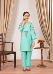 Abeera Stitched 2 Piece Emb Cotton Kids Collection'2025-AK-2–Turquoise Glow