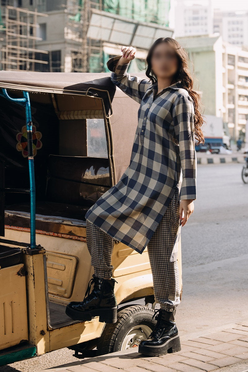 Amna Khadija Of The Road Yarn Dyed Checked Collection'2023-AK-03