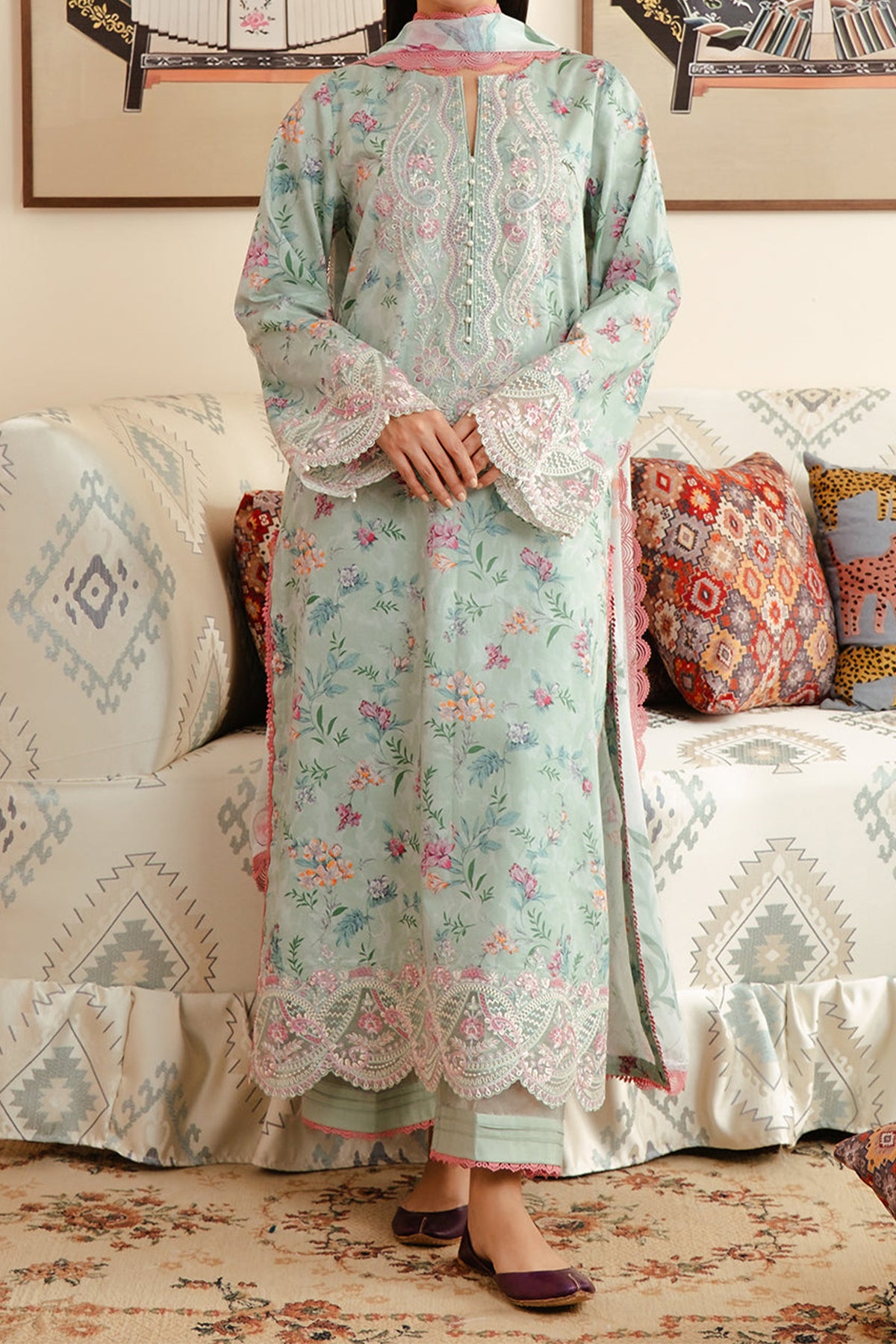 Malina By Afrozeh Unstitched 3 Piece Emb Digital Printed Lawn Collection'2024-AL-09-Aruna