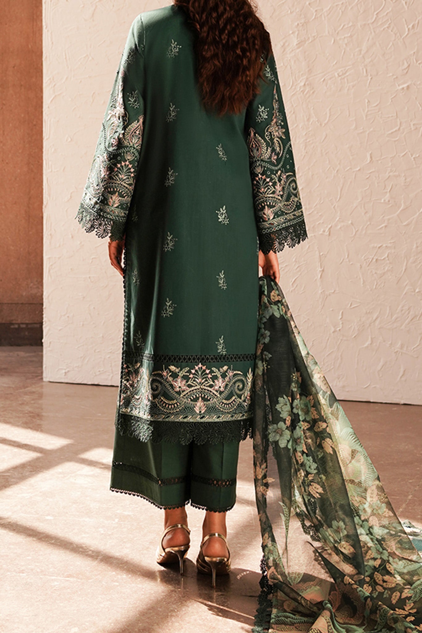 Afrozeh Unstitched 3 Piece Festive Emb Chikankari Lawn Collection'2024-ALV-04-Viridian