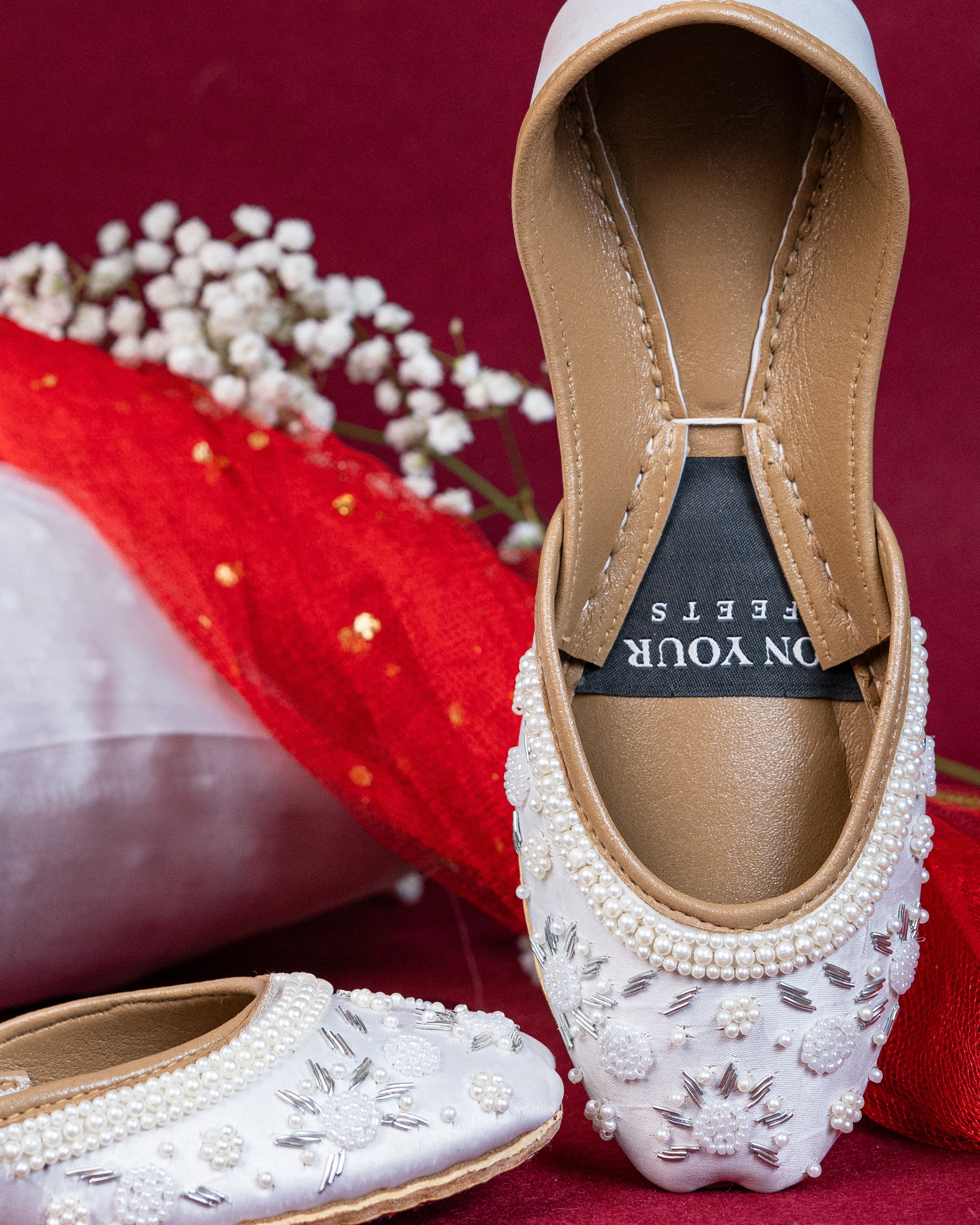 On Your Feets Emb Khussa-Snow flake (White)
