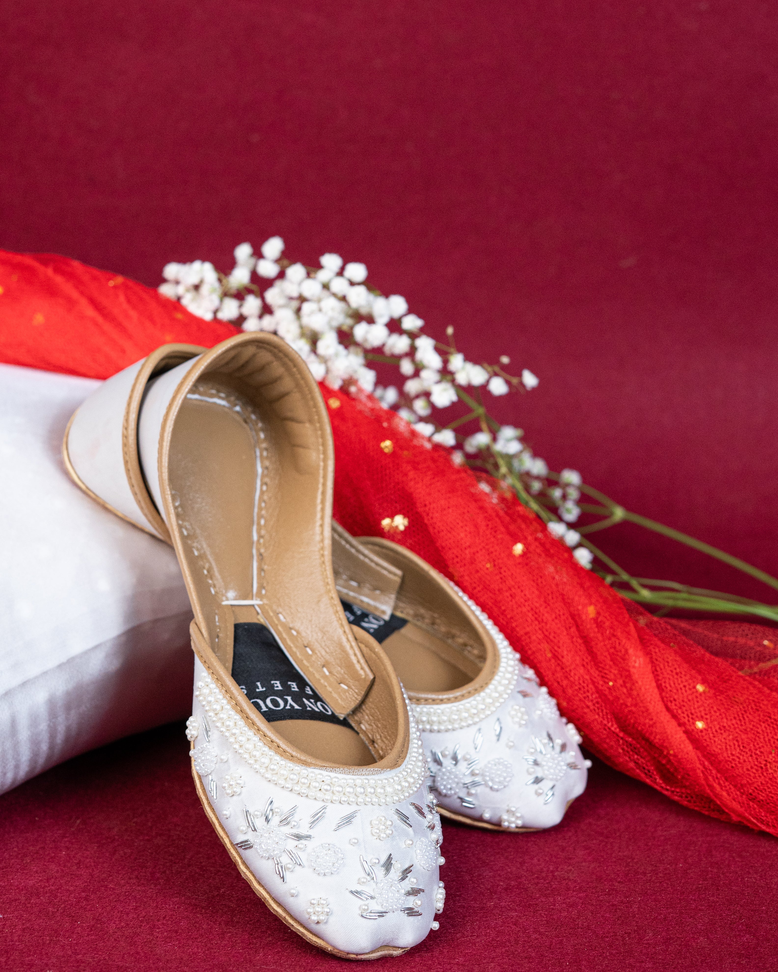 On Your Feets Emb Khussa-Snow flake (White)