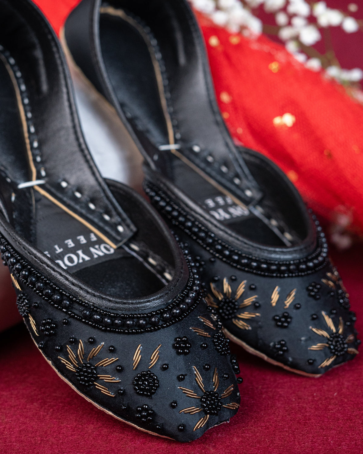On Your Feets Emb Khussa-Snow flake (Black)
