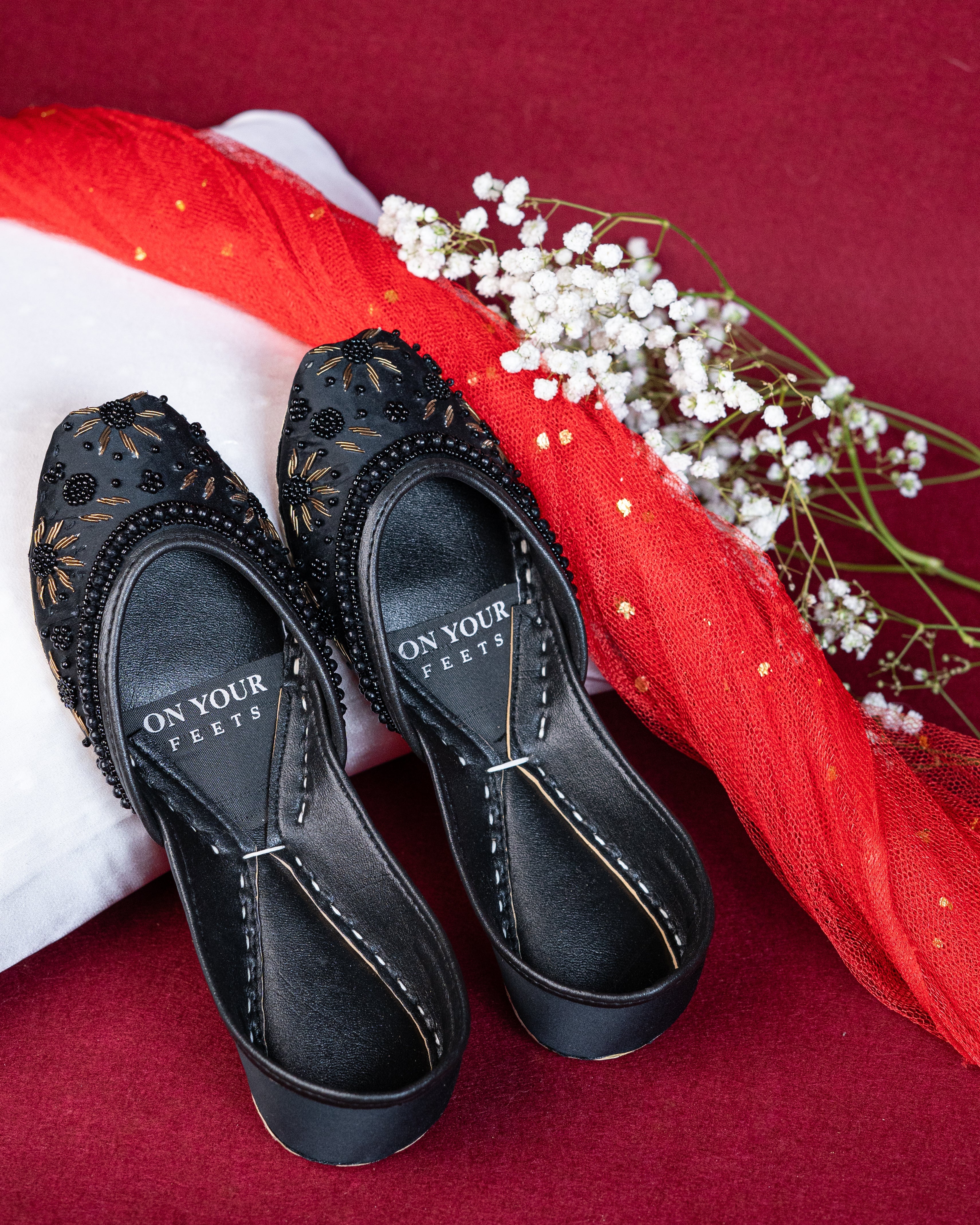 On Your Feets Emb Khussa-Snow flake (Black)