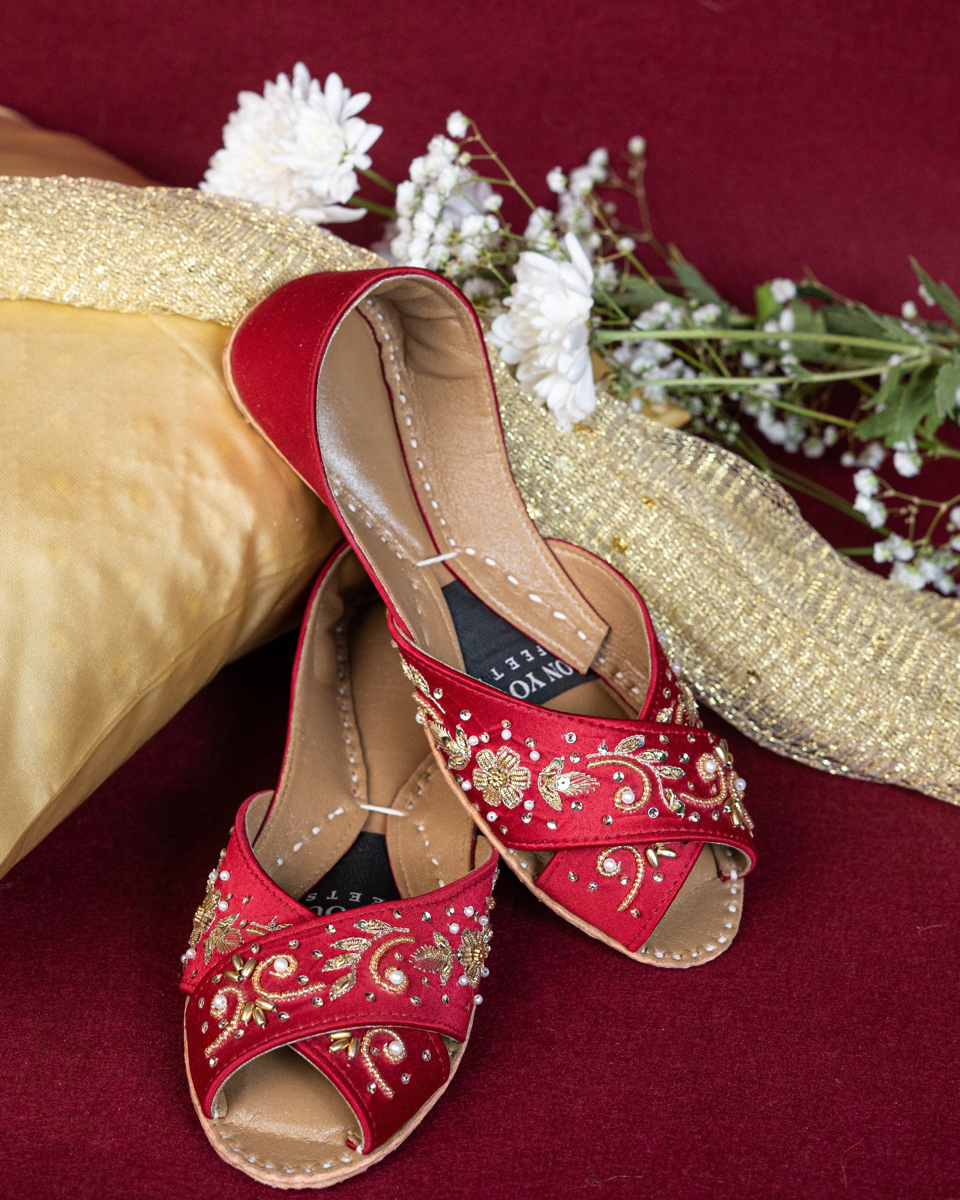 On Your Feets Emb Khussa-Royal Red