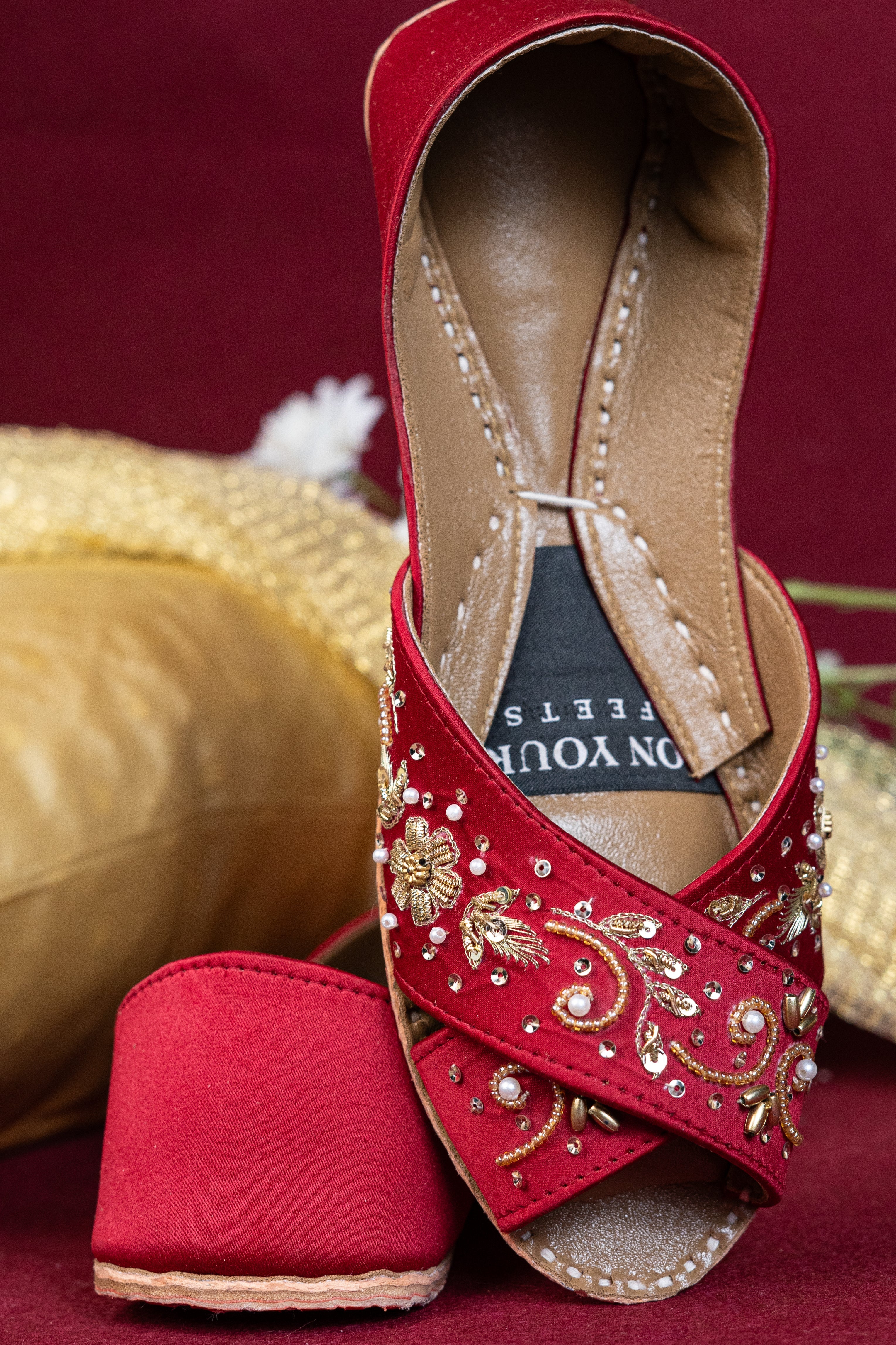On Your Feets Emb Khussa-Royal Red