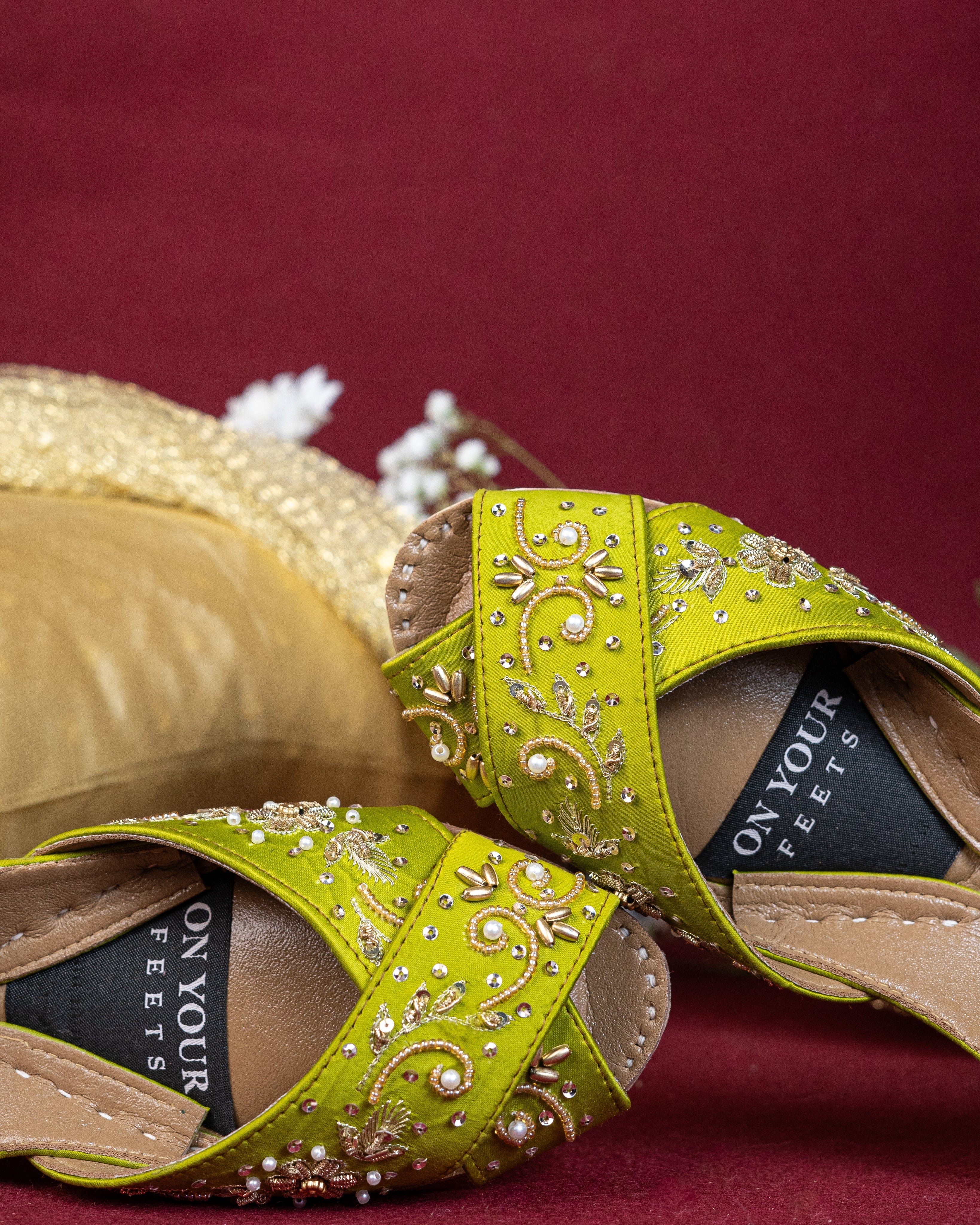 On Your Feets Emb Khussa-Lime Green