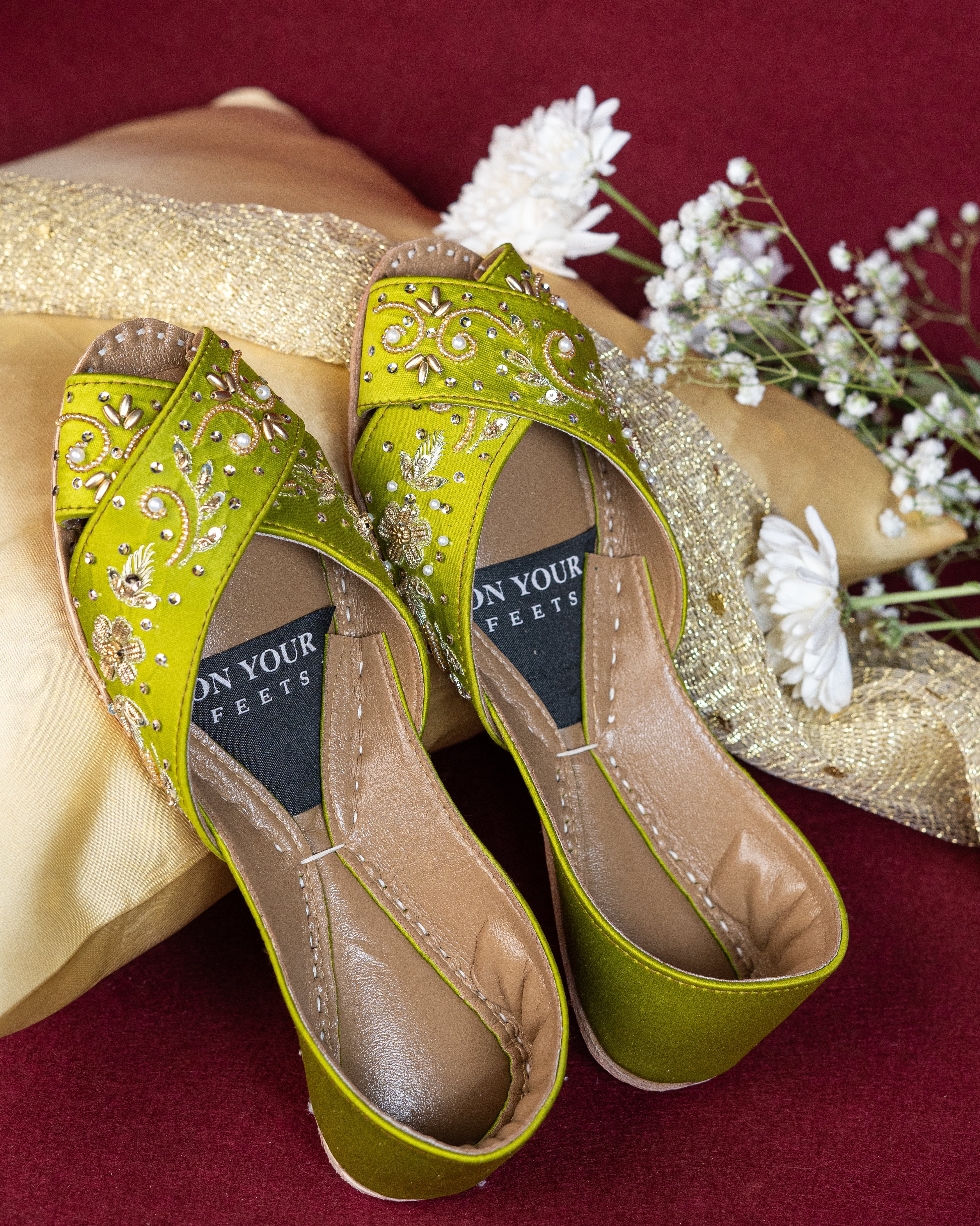 On Your Feets Emb Khussa-Lime Green