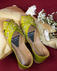 On Your Feets Emb Khussa-Lime Green
