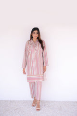 Tehzeeb Threads Winter Vol-1 Red Stripes Set | Stitched - 2 piece | Shirt & Trouser