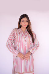 Tehzeeb Threads Winter Vol-1 Red Stripes Set | Stitched - 2 piece | Shirt & Trouser