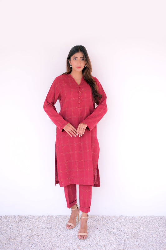 Tehzeeb Threads Winter Vol-1 Classic Checkered Set | Stitched - 2 Piece | Shirt & Trouser