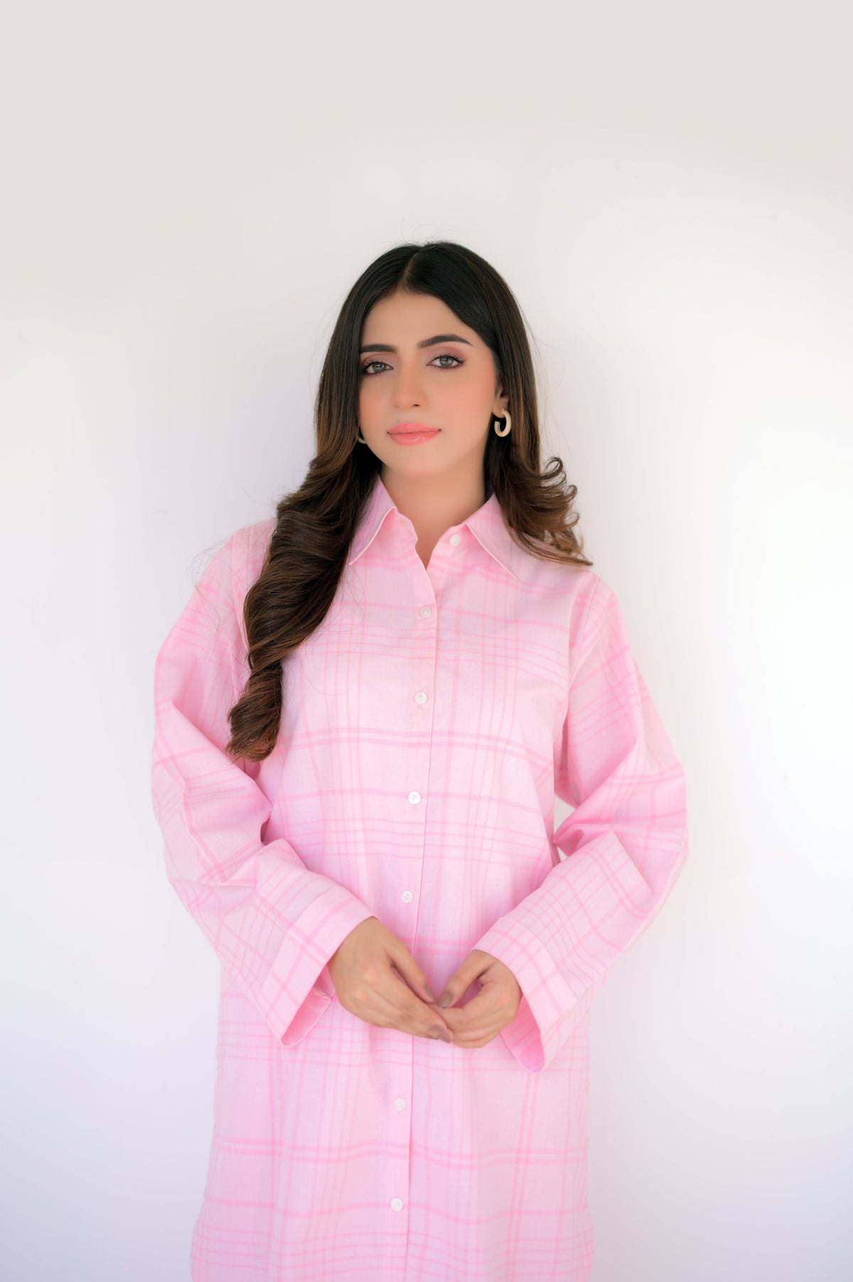 Tehzeeb Threads Winter Vol-1 Blush Grid Set | Stitched - 2 piece | Shirt & Shalwar