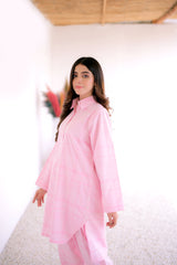 Tehzeeb Threads Winter Vol-1 Blush Grid Set | Stitched - 2 piece | Shirt & Shalwar