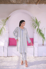 Tehzeeb Threads Winter Vol-1 Striped Comfort Set | Stitched - 2 Piece | Shirt & Trouser