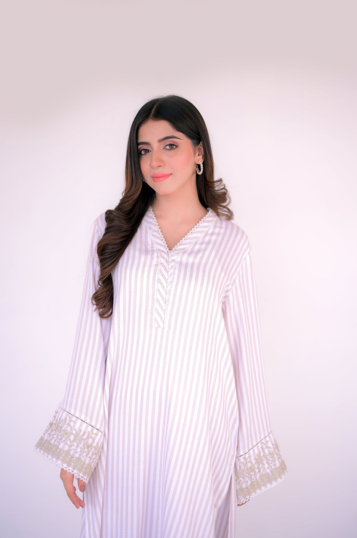 Tehzeeb Threads Winter Vol-1 Striped Elegance Set | Stitched - 2 Piece | Shirt & Trouser