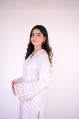 Tehzeeb Threads Winter Vol-1 Striped Elegance Set | Stitched - 2 Piece | Shirt & Trouser