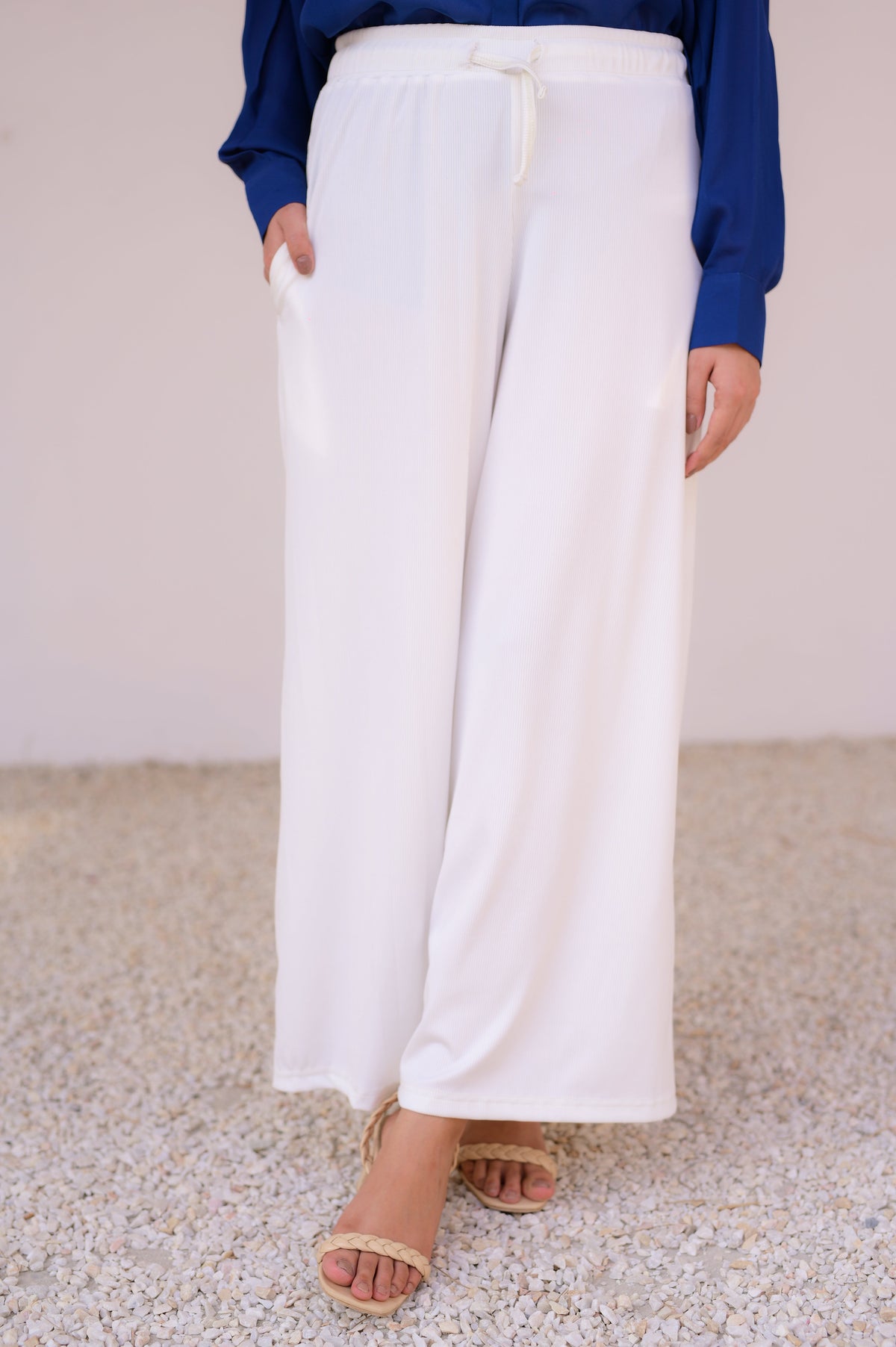 Tehzeeb Threads Western Classic White Flapper Trousers | Stitched - 1 Piece | Trouser