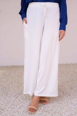 Tehzeeb Threads Western Classic White Flapper Trousers | Stitched - 1 Piece | Trouser