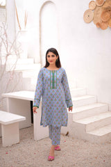 Tehzeeb Threads Summer Collection Soft Lawn Cambric Stitched 2 Piece (Shirt/Trouser)