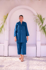 Tehzeeb Threads Solids Collection-Ocean Breeze Solid Set | Stitched - 2 piece | Shirt & Trouser