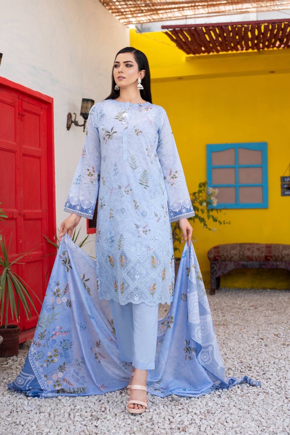 Dressline UnStitched 3 Piece Premium Chikankari & Cutwork Emb Digital Printed Lawn Collection