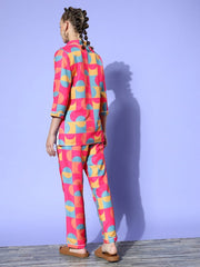 Studio By Arj Layla Amal Vibrant Vibes Crescent  Princess Pink Pyjama Set | Pajama Sets for Women