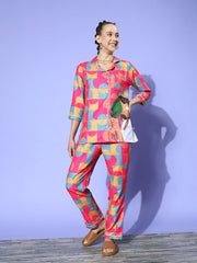 Studio By Arj Layla Amal Vibrant Vibes Crescent  Princess Pink Pyjama Set | Pajama Sets for Women