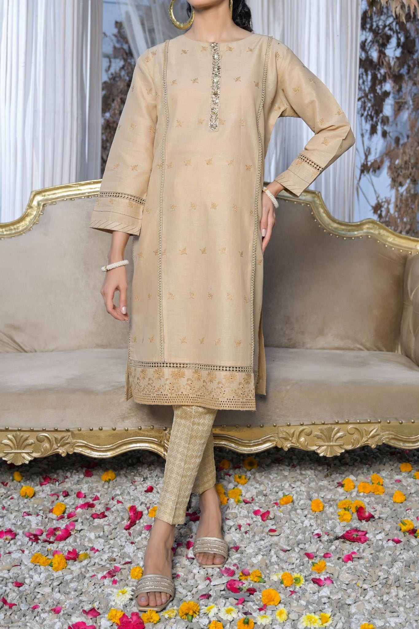 Amna Sohail by Tawakkal Stitched Handwork Chikankari Shirts Collection'2023-ASK-03
