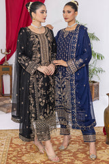 Arzu By Azmeerah Unstitched 3 Piece Hand Emb Chiffon Collection'2025-AZM-AR-02-Mavi