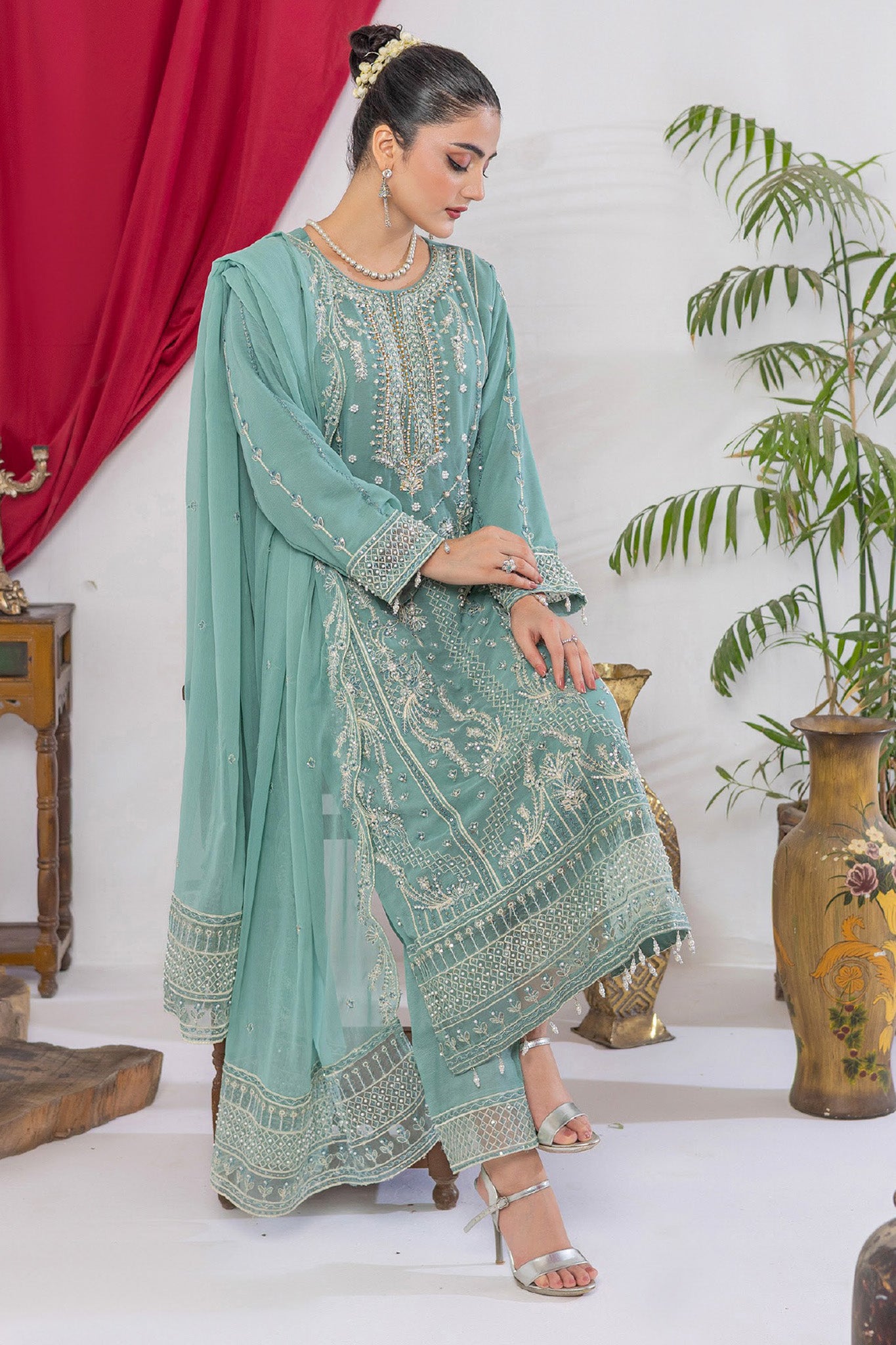 Arzu By Azmeerah Unstitched 3 Piece Hand Emb Chiffon Collection'2025-AZM-AR-04-Feroza
