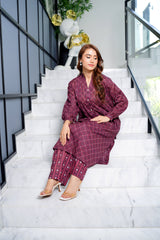 Amal Stitched 2 Piece Summer Lawn Collection-Garnet Grid