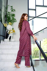 Amal Stitched 2 Piece Summer Lawn Collection-Garnet Grid