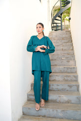 Amal Stitched Co Ords Basics Collection-Emerald