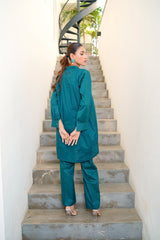 Amal Stitched Co Ords Basics Collection-Emerald