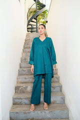 Amal Stitched Co Ords Basics Collection-Emerald