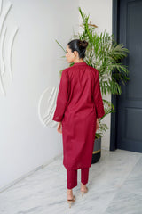 Amal Stitched Co Ords Basics Collection-Cardinal