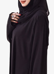 Hijab Ul Hareem Plain Simple Style Black Georgette Abaya 0121-P