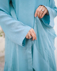 Zauk Stitched 3 Piece Collection-Cyan - Farshi Shalwar Set