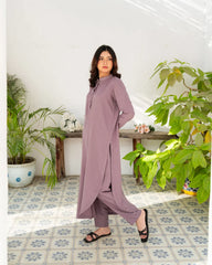Zauk Stitched Co Ords - Lavender Grace