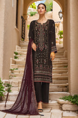 Afsany By Sada Bahar Stitched 3 Piece Luxury Formals Chiffon Vol-10 Collection'2024-CF-02-Mehndi