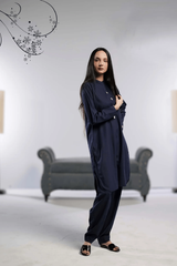 Ahlam Stitched - 2 piece Shirt & Trouser Navy Luxe Collection'2024